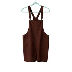 Zenana Brown Overall Romper Boho Cotton Shortalls Adjustable Strap Jumper Small